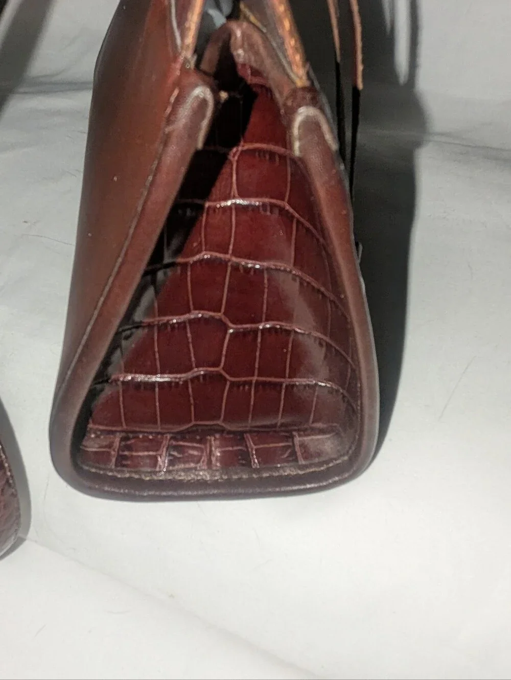 Brighton Brown Croc-Embossed Satchel with Heart Charm Y2K